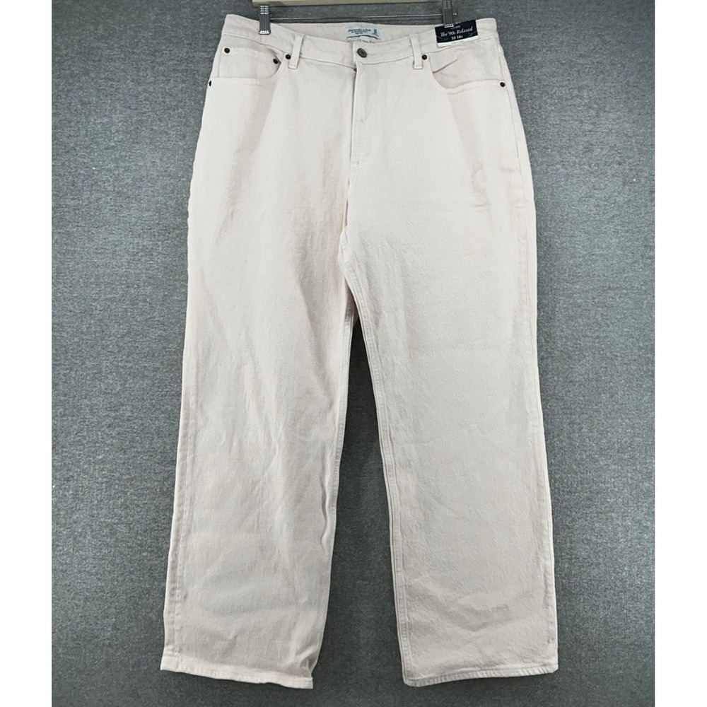 Abercrombie & Fitch The 90s Relaxed High Rise Jeans Women Sz 33-16R Pink NEW $90